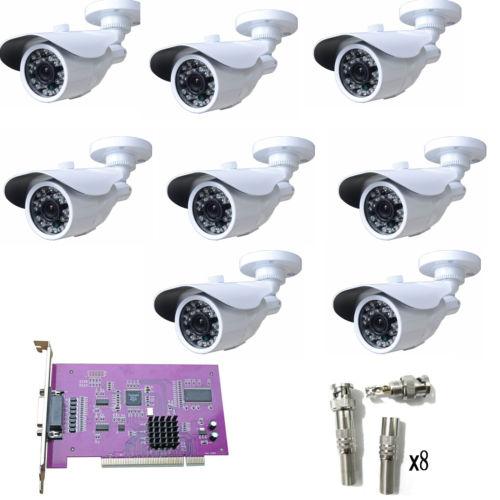 8CH CCTV System 8pcs 480TVL Weatherproof Camera Home Security System Kits NTSC