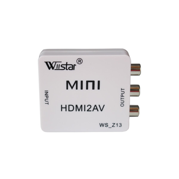 Wholesale- wiistr converter box hdmi to rca av/cvbs video 480p 720p 1080p hdmi2av support ntsc pla output hdmi to av adapder free shipping