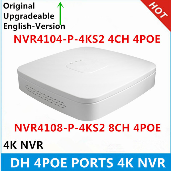 Dahua NVR4104-P-4KS2 4K NVR 4CH with 4 POE Smart 1U 4K&H.265 Lite Network Video Recorder English firmware with Dahua logo