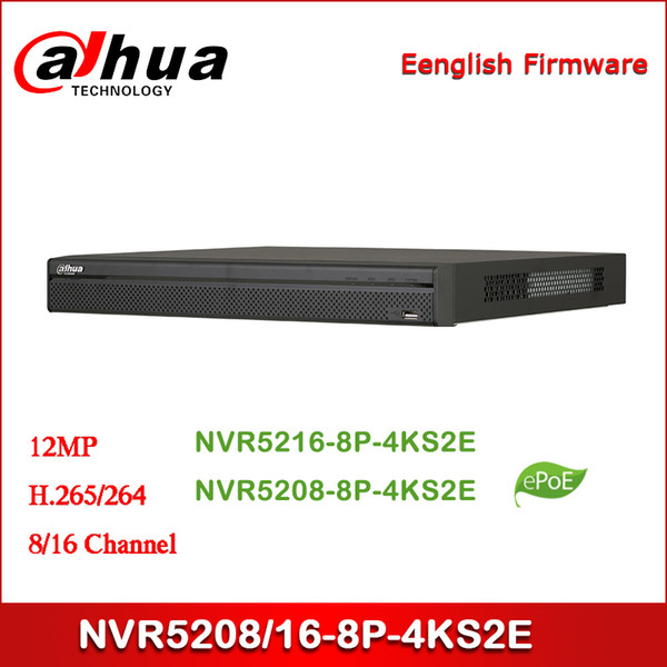 Dahua NVR5216-8P-4KS2E 16 Channel 1U 8PoE 4K&H.265 Pro Network Video Recorder with Dahua logo English Firmware 2019 Hot Sale