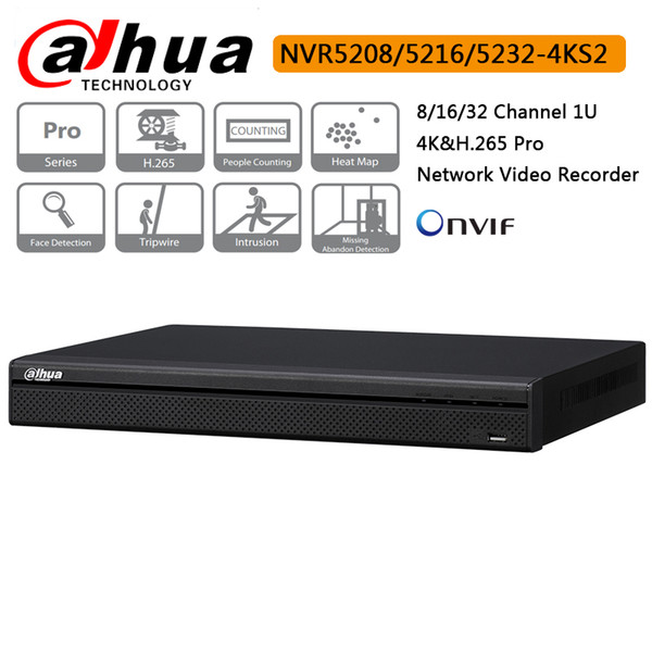 Dahua NVR5232-4KS2 32Channel 1U 4K&H.265 Pro Network Video Recorder with Dahua logo English Firmware Free Shipping 2019 Hot sale