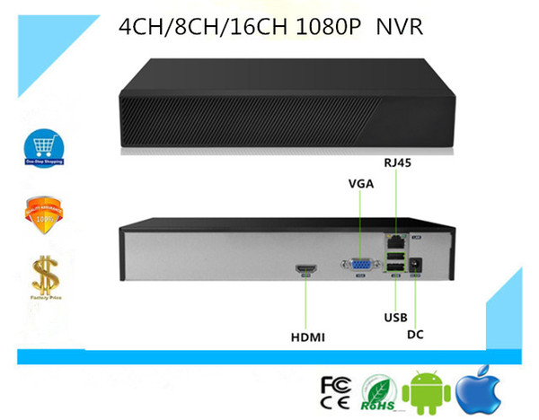 4CH/8CH/16CH 1080P HD Network Digital Video Recorder NVR ONVIF 2.0 IP Camera All Metal Shell With Radiator VGA HDMI H.264 SATA