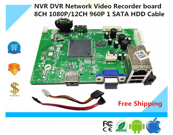 NVR DVR Network Video Recorder board 8CH 1080P/12CH 960P 1 SATA HDD Cable Onvif 4T Harddisk support NBD7808R-PL XMEYE CMS