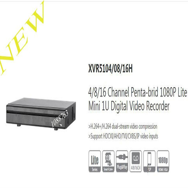 In Stock DAHUA 4/8/16 Channel Penta-brid 1080P Lite Mini 1U Digital Video Recorder Without Logo XVR5104H/XVR5108H/XVR5116H