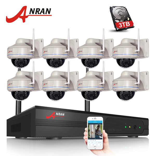 ANRAN 8CH Wifi NVR Kit 8PCS H.264 1080P HD Dome 30 IR Wireless Wifi IP Camera 2MP Home Security CCTV Vidoe Surveillance Camera System