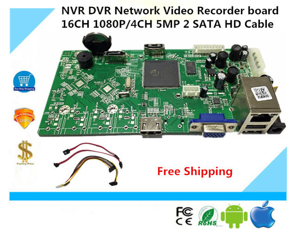 NVR DVR Network Video Recorder board 16CH 1080P/4CH 5MP 2 SATA HD Cable Onvif P2P Cloud XMEYE CMS Motion deection NBD7816R-F-V2