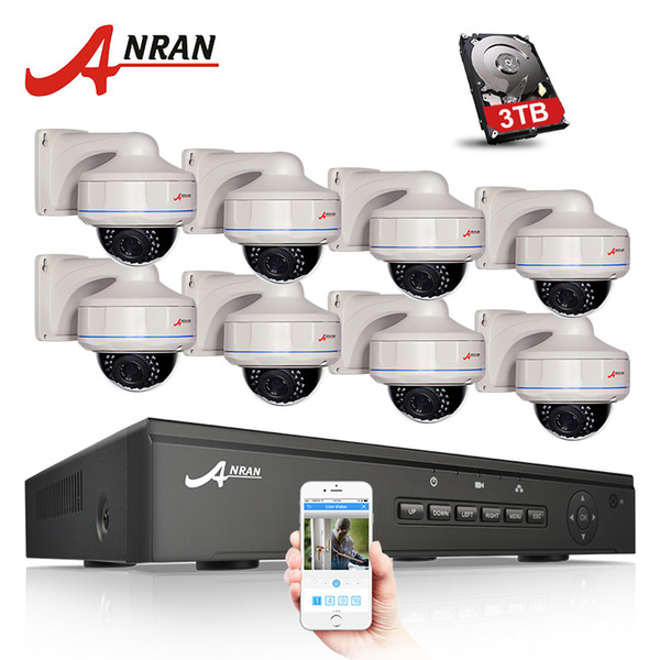 Plug And Play 8CH NVR POE CCTV System 3TB HDD P2P 1080P HD Vandalproof Dome 30 IR Night Vision Security Surveillance Camera Kit