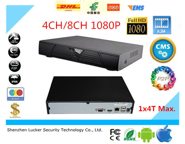 Lucker Security 4CH 8CH H.264 CCTV NVR Support Onvif iCloud Surveillance CMS P2P Alarm NVR Free Shipping