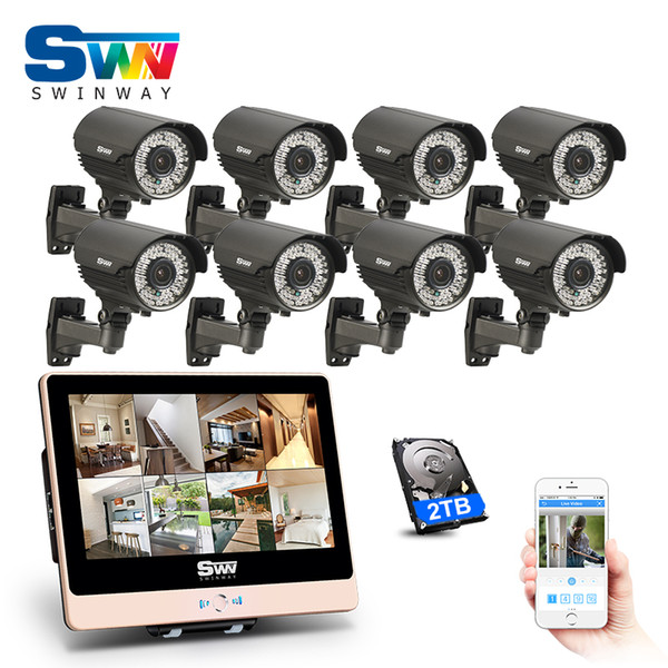 ANRAN Plug And Play 8CH POE NVR CCTV System 12 LCD Screen 1080P HD Outdoor Manual Varifocal 2.8-12mm 78IR Night Vison POE Camera System