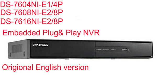 English Firmware HIK POE NVR DS-7604NI-E1/4P DS-7608NI-E2/8P DS-7616NI-E2/8P support 5mp hikvision ip camera with retial color box