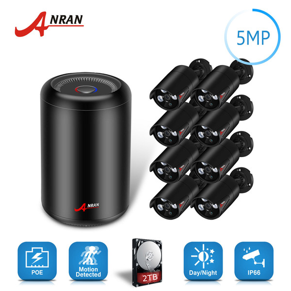 ANRAN HD 5.0MP Home Security IP CCTV Camera System Outdoor 1944P 8CH POE NVR Kit 2TB Hard Disk