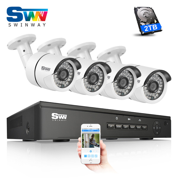 ANRAN 4CH NVR POE Video Surveillance Kit 1080P 2.0 Megapixel HD H.264 36 IR 48V Outdoor Waterproof Security POE Camera System 2TB HDD