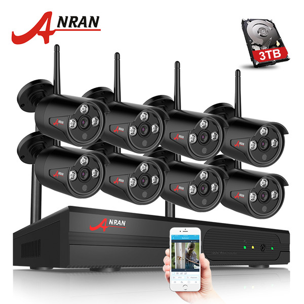 ANRAN 8CH CCTV System Wireless 1080P NVR 8PCS 2.0MP IR Outdoor Waterproof P2P Wifi Security Camera System Surveillance Kit 3TB HDD Optional