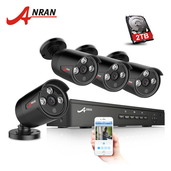 ANRAN Plug And Play 4CH NVR 48V POE CCTV System Onvif P2P 1080P HD H.264 IR Motion Detection Waterproot Outdoor Security POE IP Camera