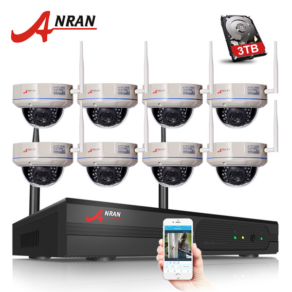 ANRAN 8CH Wifi NVR Kits 3TB HDD Optional H.264 1080P HD Wireless WIFI IP Camera 2MP Home Security CCTV Video Surveillance System