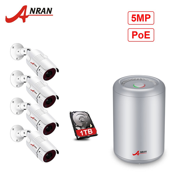 New P2P ANRAN CCTV 4CH H.265 NVR 5.0MP POE System 1920P 36 IR Day Night Outdoor Waterproof POE Camera Security Kit With Hard Disk