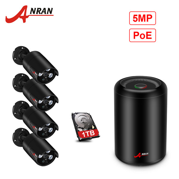 ANRAN 4CH H.265 NVR 5.0MP POE CCTV System POE Array IR Day Night Vision 1920P Outdoor Camera Security Surveillance Kit With Hard HDD