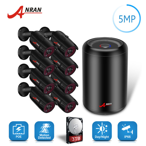 ANRAN 5MP 1944P HD 8CH NVR IP Home Security Camera System POE Outdoor CCTV 3TB Hard Disk IR Camera Kits