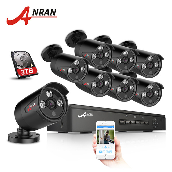 ANRAN Plug And Play 8CH CCTV System 48V POE NVR Kit Onvif P2P 1080P 2.0MP HD POE Waterproof Email Alarm Security Camera System