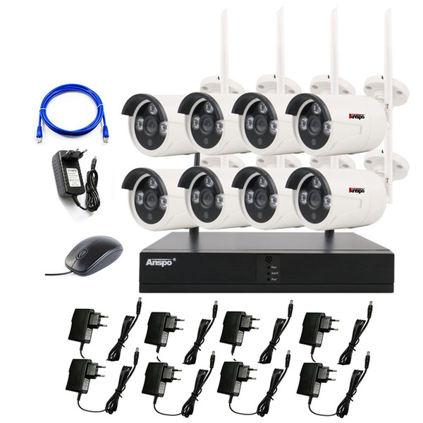 Anspo 8CH Wireless Security Camera System WiFi Camera Kit IR-Cut Night Vision CCTV Home Surveillance NVR