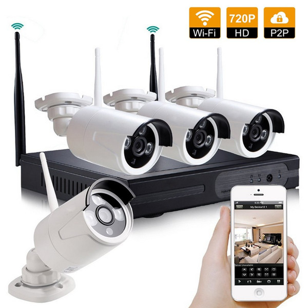 Wireless 4CH HD 720P NVR CCTV System Outdoor waterproof Security Camera WIFI Surveillance 4 channel NVR Kit