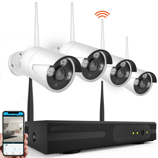 4 Channel Wireless Camera Kits Home security CCTV System wifi IP Camera 720P 4CH HD Wireless Security Camera System for Villa, Home