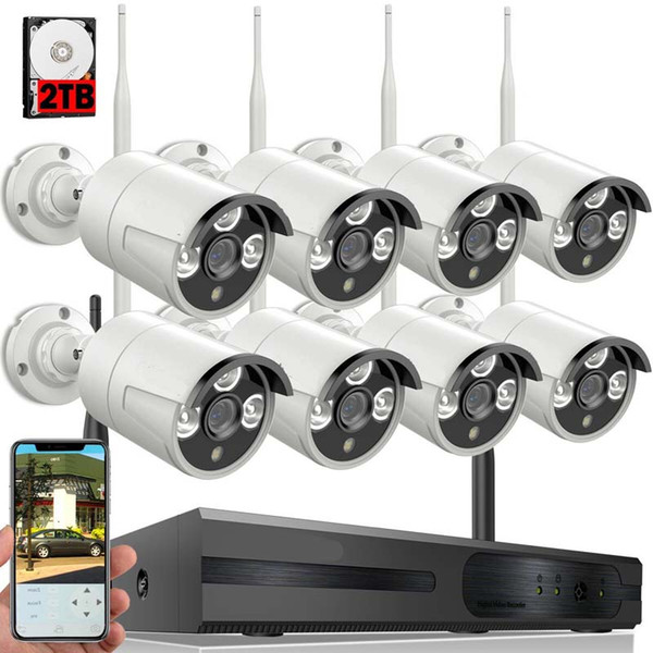 8 Ch Wireless IP Kits Home security CCTV System wifi IP Camera 1080P 8Channel HD Wireless Security Camera System for Villa, Home