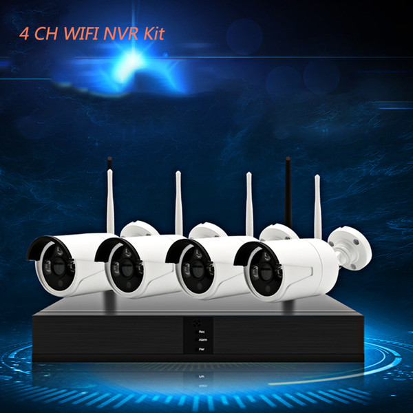 4CH 1080P HD Wireless NVR Kit P2P 720P Indoor Outdoor IR Night Vision Security 1.0MP IP CCTV Camera WIFI CCTV System