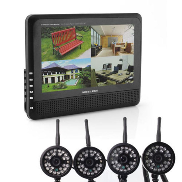 2.4GHz Wireless 4 Channel Quad CCTV Security System 4 Cameras+ 7