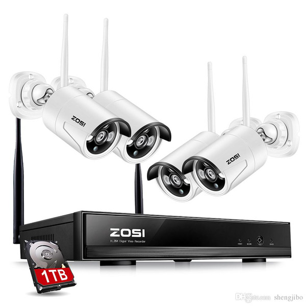 ZOSI 4CH 1080P HDMI WiFi NVR 4PCS 1.3MP IR Outdoor Weatherproof CCTV Wireless IP Camera Security Video Surveillance System Kit