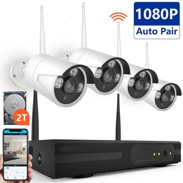 4 Ch Wireless Camera Kits Home security CCTV System wifi IP Camera 1080P 4Channel HD Wireless Security Camera System for Villa, Home