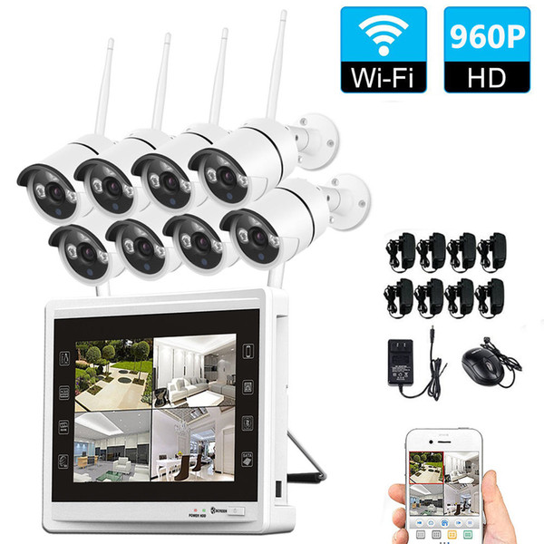 8CH 960P Wireless WIFI Security Camera System 8pcs 1.3MP WIFI Bullet IP Cameras 8channel 960P NVR with 11 inch HD Monitor Record