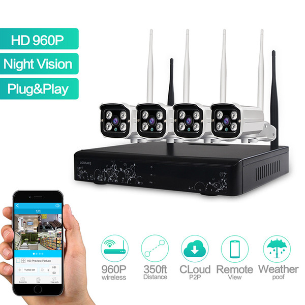 4CH IP kits CCTV Camera System waterproof wifi nvr kit camera Wireless wifi ip camera nvr kit 720P 960P