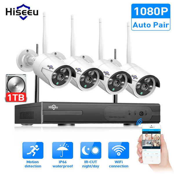 Wireless CCTV System 1080P 1TB HDD 2MP 4CH NVR IP IR-CUT Outdoor CCTV Camera IP Security System Video Surveillance Kit