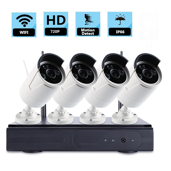 4CH Wireless IP Kits P2P 720P 1.0M HD Outdoor Indoor IR Night Vision IP Video Security CCTV Camera WIFI Surveillance System