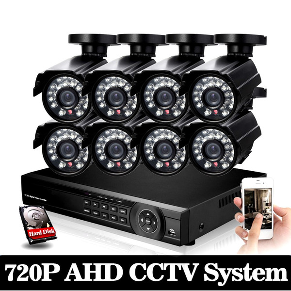 8CH 1080P AHD kit 2000tvl cctv system 1080p HDMI AHD DVR 8pcs 1.0MP 720p AHD camera IR waterproof outdoor cctv camera system