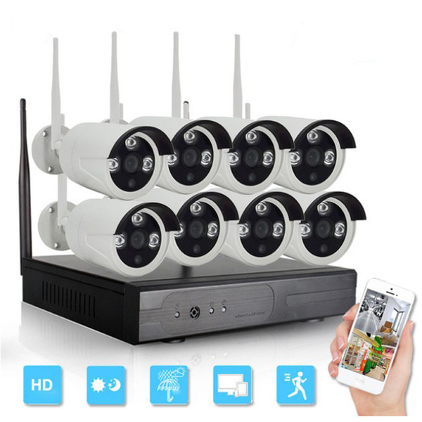 960P Plug and Play 8CH Wireless NVR Kit 8PCS 1.3MP Wifi CCTV Security System IR Night Vision IP Camera Outdoor Surveillance Kit