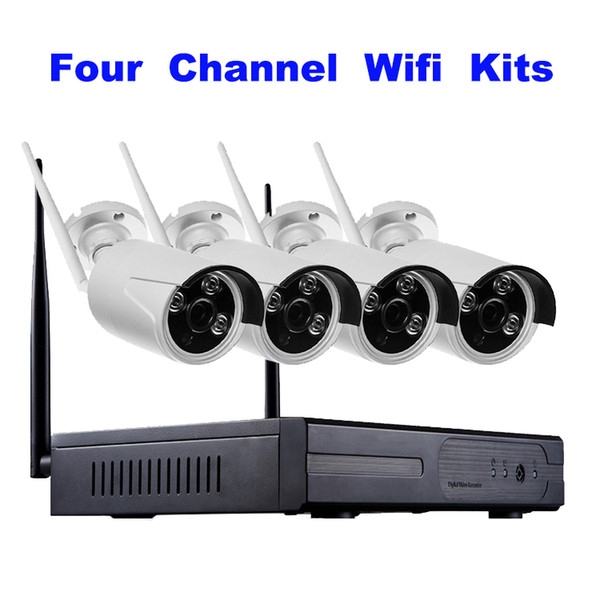 Wireless Wifi NVR Kits 4CH 720P network camera WiFi IP bullet cameras kits CCTV Security System NO HDD