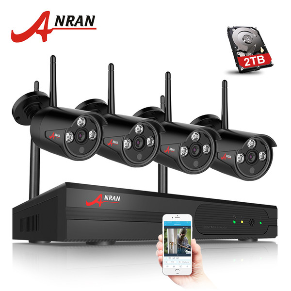 ANRAN 4CH 1080P HDMI Wifi NVR Security Camera System Array IR Outdoor Waterproof CCTV Camera Wireless Surveillance System 2TB HDD Optional