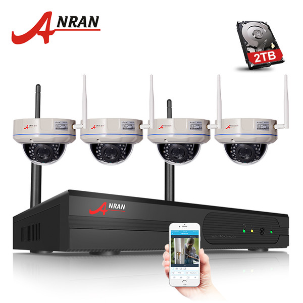 4CH WIFI NVR Security System 1080P CCTV NVR HDMI 4PCS 2.0 Megapixels Dome 30 IR IP Camera Wireless Surveillance Kit 2TB HDD Optional