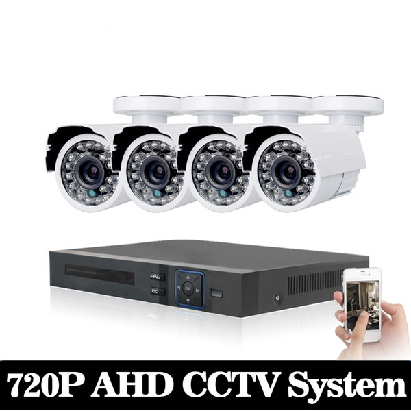 NINI CCTV System 4 Channel 1080n H.264 HDMI 1080P 4pcs White 720P/2000TVL Camera Kit CCTV Security Camera System 1TB HDD