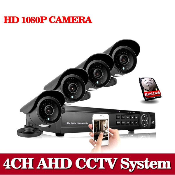 AHD CCTV System 4CH 1080N 1080P DVR 4PCS 1080P AHD SONY CCD Waterproof Outdoor CCTV Camera Security System Surveillance 1TB HDD