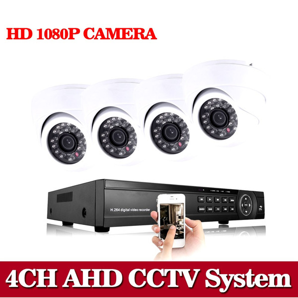 NINI HD 1080P 4CH AHD Camera System CCTV Surveillance AHD DVR KIT Video Recorder With 4PCS 2MP AHD White Dome Camera kit