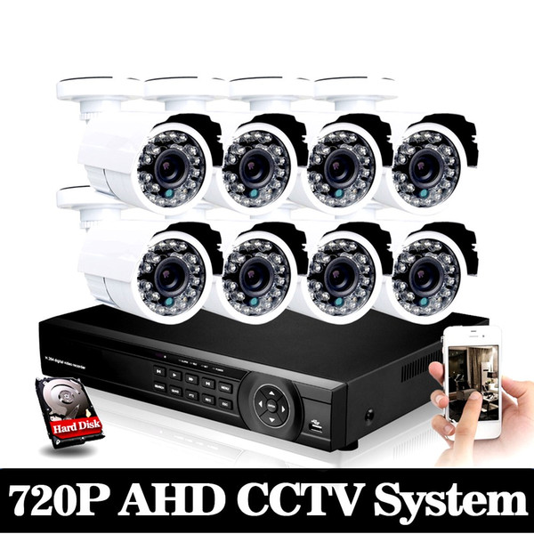 8CH 2000TVL CCTV System 720P AHD DVR KIT 8CH 1080p ahd dvr video recorder 720p 1.0MP outdoor security camera System +1000GB HDD