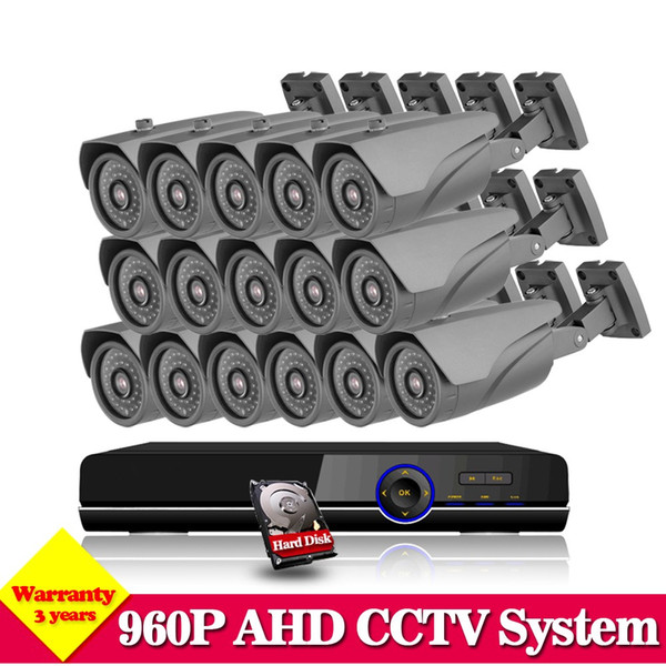 16pcs CCTV Security bullet Cameras AHD-H 2500TVL camera kit with 16 channel AHD 1080P DVR system hdmi 1080P NVR 3g wifi DVR Set