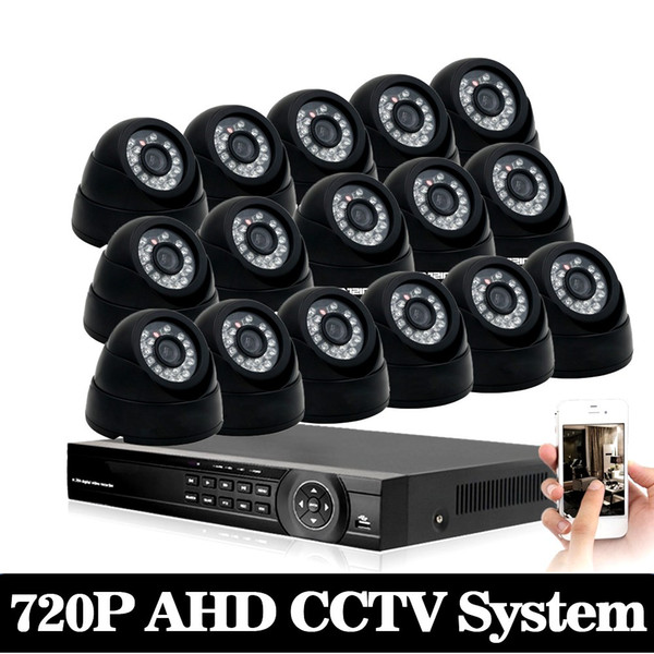 720P AHD Camera Kit 1080p CCTV System 16CH AHD DVR Recorder + 1.0MP IR 30M indoor Security AHD Bullet Camera System Support P2P