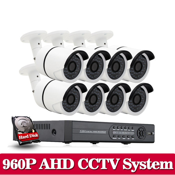 White AHD 8CH CCTV System 8CH 1080P 960P AHDNH CCTV DVR 8*1.3 MP IR Security Camera 2500TVL CCTV Camera Surveillance System