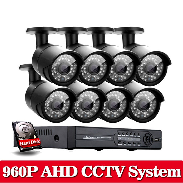 Home AHD 960P 8CH HDMI CCTV DVR 960P 1.3MP Black Video Security Camera AHD System Home Surveillance System with1TB hard disk