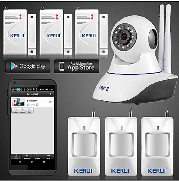 LS111- KERUI 720P IP Camera WiFi Home Burglar Fire Alarm System PIR Motion Detectors