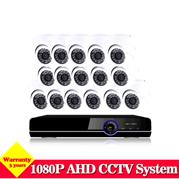 NINI 16CH 1080P DVR Video CCTV System HD 16Pcs 2.0MP 3000TVL IR indoor White Dome Security Camera Surveillance System